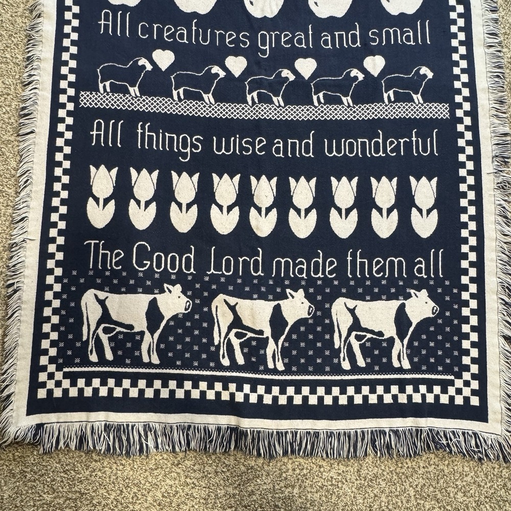 Simply Country Wholesale Vintage 100% cotton vintage throw/blanket. Blue 66x43 - Picture 2 of 7